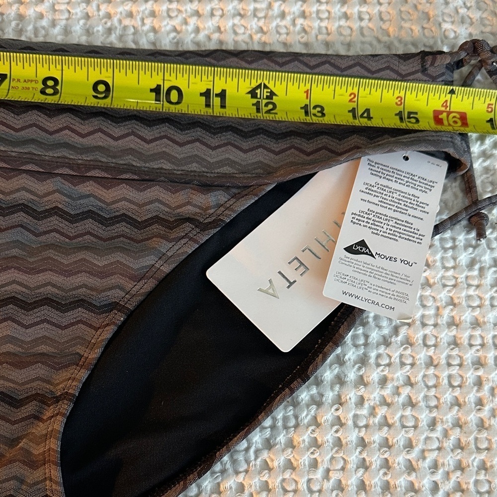 Athleta Jacquard Side Tie Multicolor Print Swim Bikini Bottom NWT Size Large - Picture 8 of 8